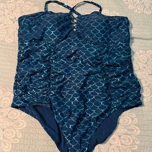 Torrid Blue Mermaid Scale One Piece Swimsuit